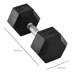 Hex Dumbbell 12.5KG Single Hex Rubber Dumbbell, Great for Every Fitness Fanatic, Helps Build Muscles, Black