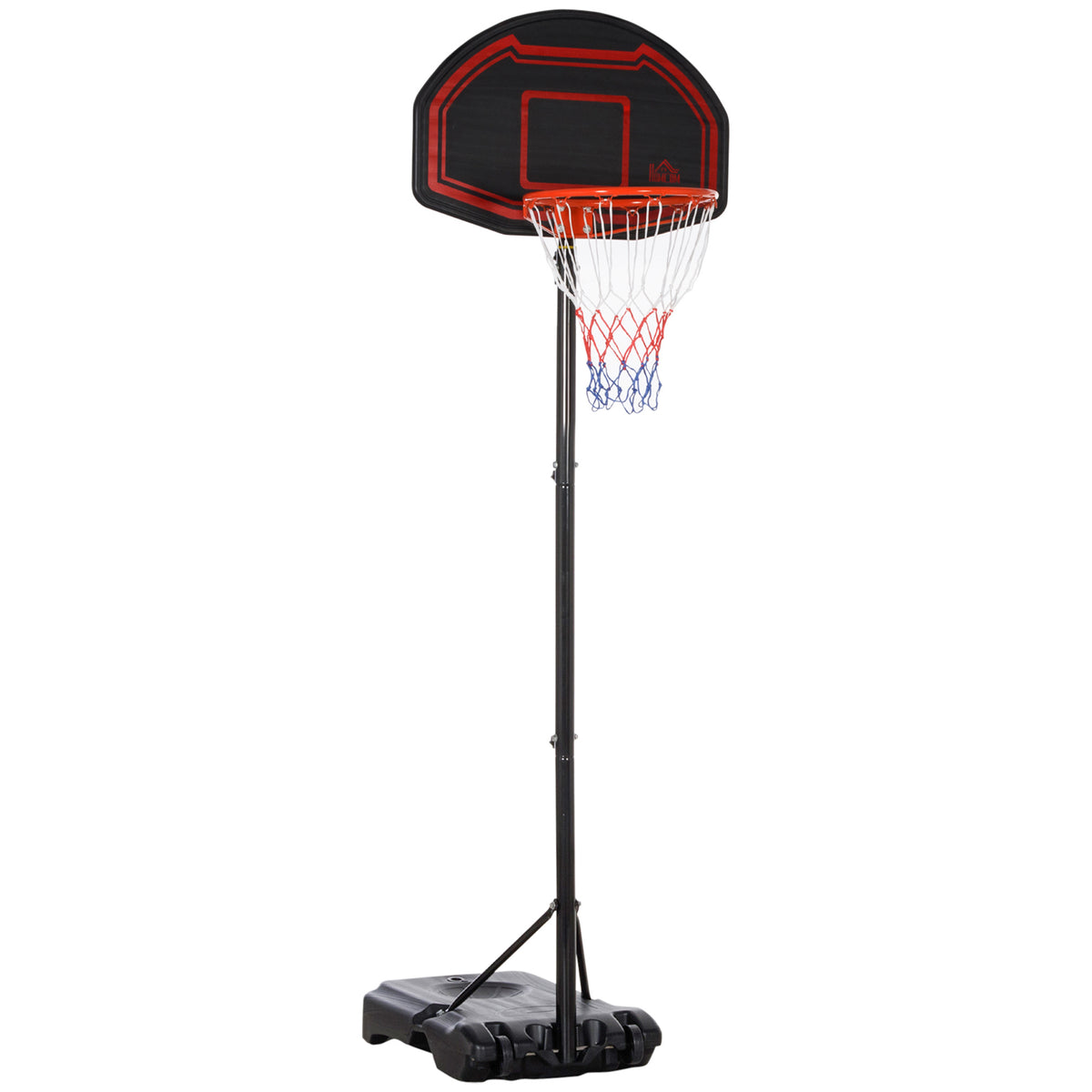 PURE Basketball Hoop Stand Portable Adjustable Height 2.1-2.6m w/ Wheels, Sturdy Rim Stable Base, Black