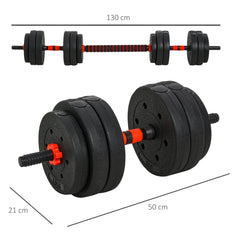 PURE 25kg 2 IN 1 Adjustable Dumbbells Weight Set, Dumbbell Hand Weight Barbell for Body Fitness, Lifting Training for Home, Office, Gym, Black