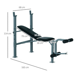 Heavy Duty Adjustable Multi Gym Chest Leg Arm Weight Bench w/4 Incline Postions - Black/Silver