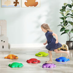 PURE 6-Piece Balance Stepping Stones with Non-Slip Edge, Indoor Outdoor Obstacle Courses for Ages 3-8 Years, Multicoloured