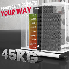 PURE Multifunction Home Gym Weight Training Workout Station Fitness Strength Machine, White