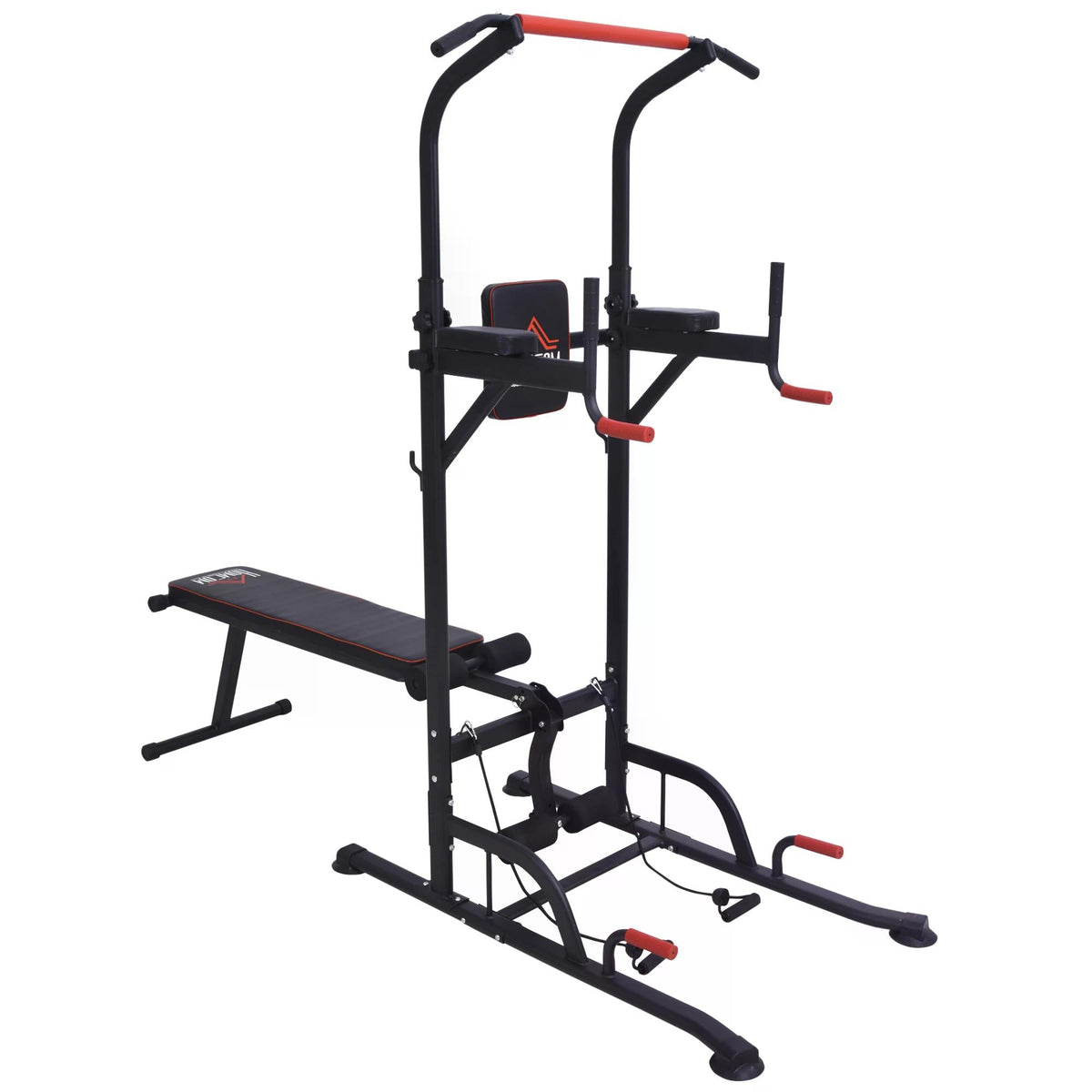 Steel Strength Training Power Tower Pull Up Station Black/Red