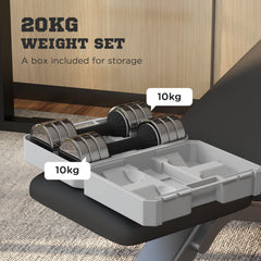 Adjustable Dumbbells Weights Set with Storage Box, 10kg x 2