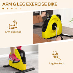 Mini Exercise Bike, Portable Pedal Exerciser with LCD Display for Legs and Arms Rehabilitation and Therapy, Yellow