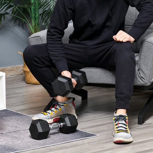 PURE 2x8kg Hex Dumbbell Rubber Weights Sets Hexagonal Gym Fitness Lifting Home