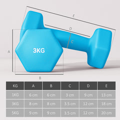 PURE Dumbbells Set with Storage Rack, 2 x 1kg, 2 x 3kg, 2 x 5kg, Pink