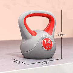 PURE Kettlebell, 14kg Kettle Bells with Handle for Home Gym Weight Lifting and Strength Training, Red and Grey