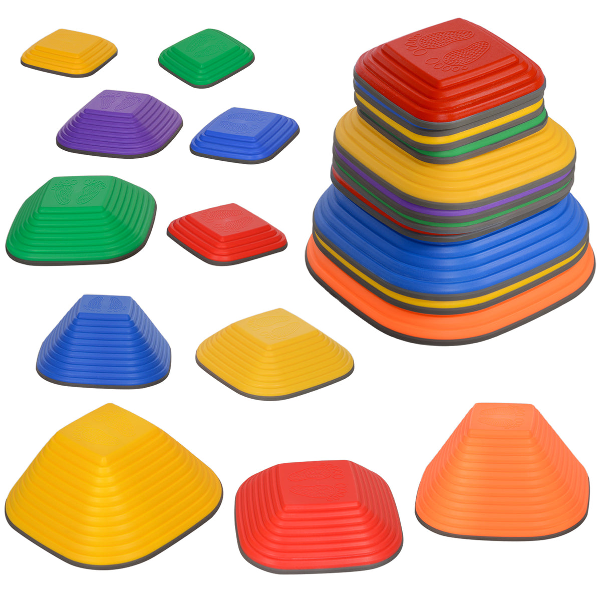 PURE Balance Stepping Stones for Kids, 11-Piece Non-Slip Stackable River Stones, Obstacle Courses for Balance and Motor Skill