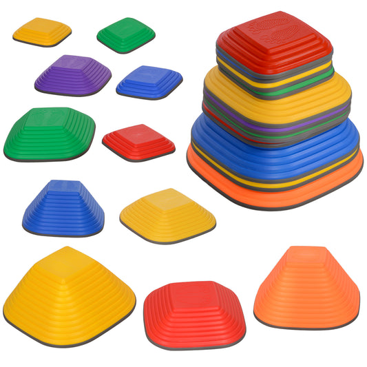 PURE Balance Stepping Stones for Kids, 11-Piece Non-Slip Stackable River Stones, Obstacle Courses for Balance and Motor Skill