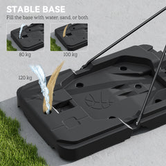 PURE 2.3-3.05m Basketball Hoop and Stand, with Weighted Base, Wheels, Black