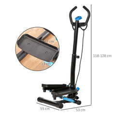 Adjustable Twist Stepper Fitness Step Machine, LCD Screen, Height-Adjust Handlebars, Home Gym, Black and Blue