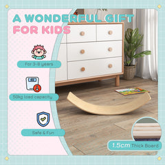 PURE Wooden Balance Board for Children 3-8 Years Old, Natural Tone