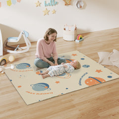 PURE Space-Themed Baby Plat Mat Double Sided, Foldable, Water-Resistant for Outdoor/Indoor, 177 x 146 x 1.5cm