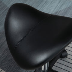 PURE Saddle Stool, PU Leather Adjustable Rolling Salon Chair with Steel Frame for Massage, Spa, Beauty and Tattoo, Black
