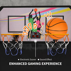 PURE Foldable Double-Hoop Basketball Arcade Game, with Eight Modes, Four Basketballs, Electronic Scoreboard, Sound Effects
