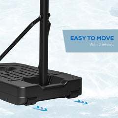 PURE Height Adjustable Basketball Stand Net Set System, Freestanding Basketball Hoop and Stand w/ Wheels, 200-305cm - Black