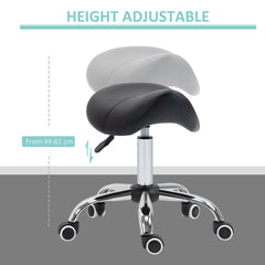 PURE Cosmetic Stool 360° Rotate Height Adjustable Salon Massage Spa Chair Hydraulic Rolling Faux Leather Saddle Stool Mobility, Black