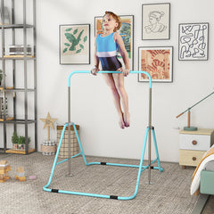 PURE Kids Gymnastic Bar, with Adjustable Height, Foldable Horizontal Bars - Light Blue