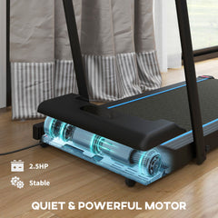 2.5HP Walking Pad, 1-6km/h Folding Treadmill with Remote Control and LED Display for Home Gym Office, Blue