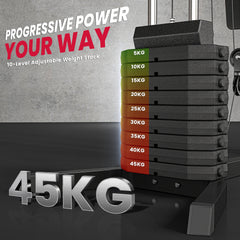 PURE Multi-Exercise Gym Station, with 45kg Weight Stack, for Full Body Workout