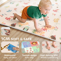 PURE Foldable Baby Play Mat Double-Sided, Reversible Foam Soft Crawling Mat for Toddlers, for Bedroom, Nursery and Playroom