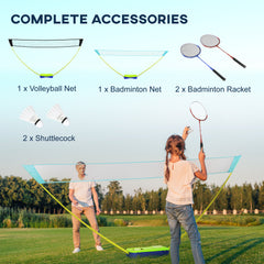 PURE Portable Badminton Net Set w/ Volleyball Net, Rackets, Shuttlecocks