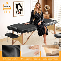 PURE Adjustable Folding Massage Table - Black