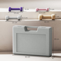 PURE 10KG Dumbbells Set with Carry Case, Hand Weights for Women and Men Home Gym Weight Lifting Training, Pink, Purple, Grey, Brown