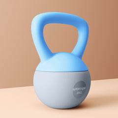 PURE 8KG Soft Kettlebell, Kettlebell with Non-Slip Handle for Home Gym, Weight Lifting, Strength Training, Light Blue/Grey