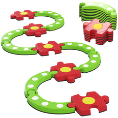 PURE 13 PCS Kids Balance Beam Stepping Stones Set with Non-slip Textured Surface, Outdoor Indoor for Toddlers, Green