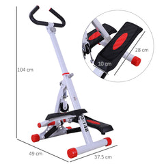 Foldable Stepper with Handle Hand Grip Workout Fitness Machine Sport Exercise Gym Bar Cardio Steel-White/Red Spinning