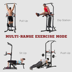 Multifunction Power Tower w/ Bench Home Workout Dip Station Push-up Bars Fitness Equipment Office Gym Training