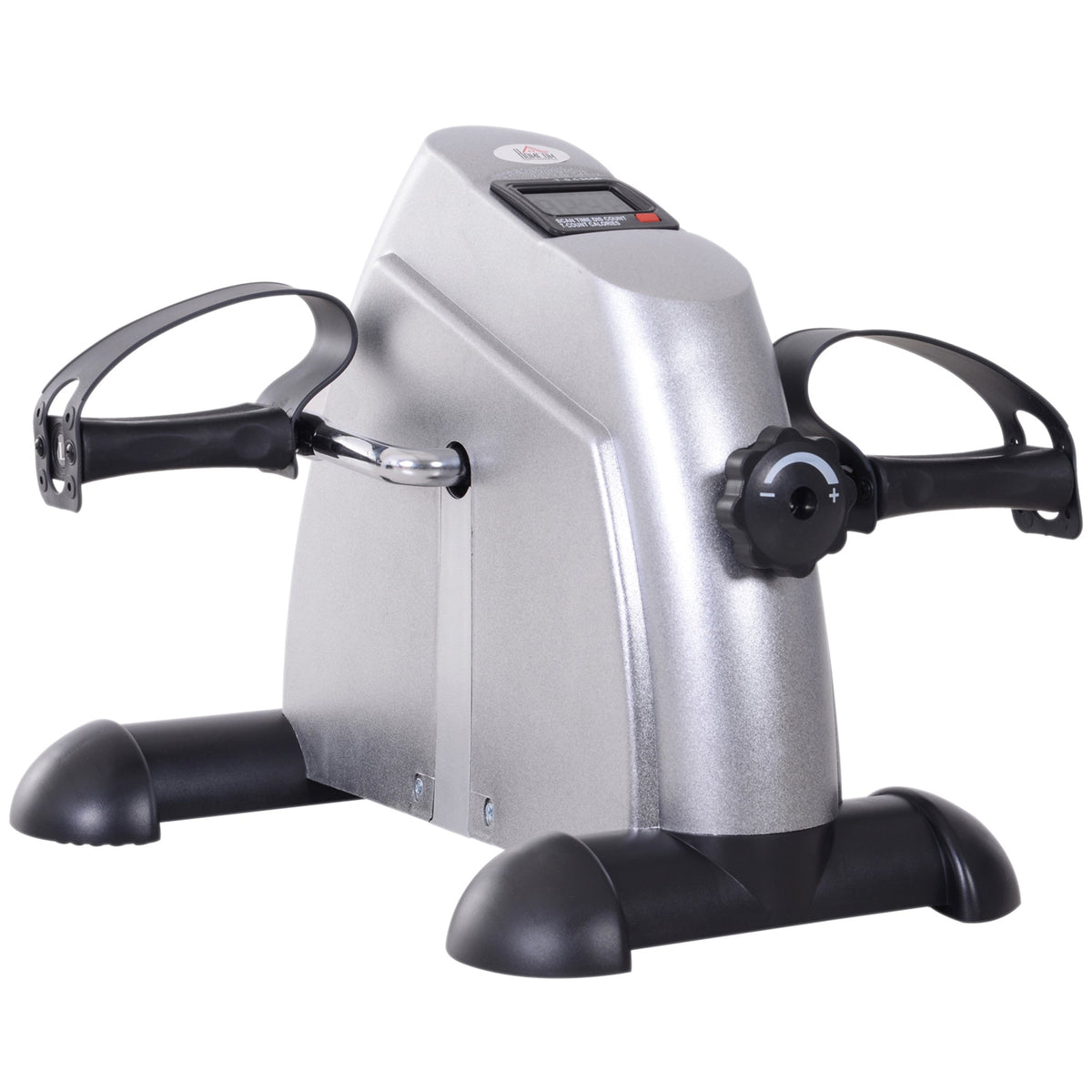 Mini Exercise Bike: LCD Display, Compact Fitness Equipment, Metallic Silver