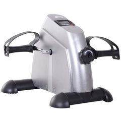 Mini Exercise Bike: LCD Display, Compact Fitness Equipment, Metallic Silver