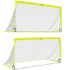 PURE Two Football Goal Nets, Foldable Outdoor Sport Training Equipment, for Teens, Adults, with Carrying Bag, Yellow