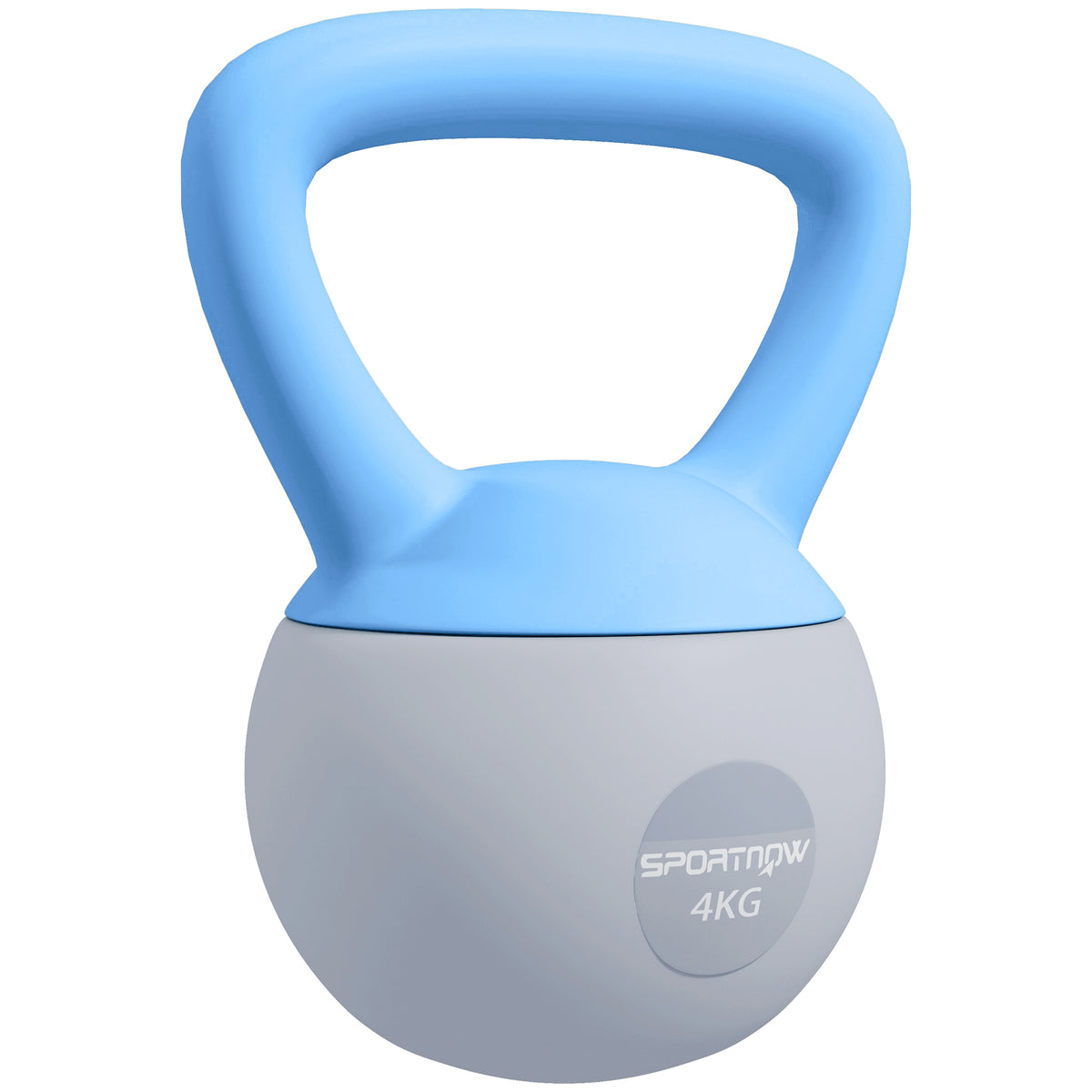 PURE 4KG Soft Kettlebell, Kettlebell with Non-Slip Handle for Home Gym, Weight Lifting, Strength Training, Light Blue/Grey