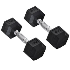 Hexagonal Dumbbell Set: 2x4kg Rubber Weights for Home Gym, Weight Lifting Exercise