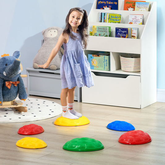 PURE Six-Piece Kids Stepping Stones, with Non-Slip Mats, Balance River Stones