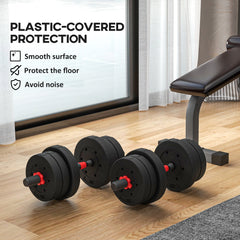 PURE 20kg 2 IN 1 Adjustable Dumbbells Weight Set, Dumbbell Hand Weight Barbell for Body Fitness, Lifting Training for Home, Office, Gym, Black