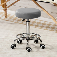 PURE PU Leather Rolling Stool, Height Adjustable Stool Chair with Wheels for Salon, Massage, Spa, Grey