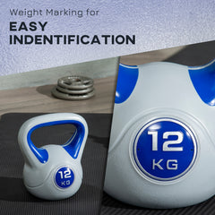 PURE Kettlebell, 12kg Kettle Bells with Handle for Home Gym Weight Lifting and Strength Training, Dark Blue and Grey