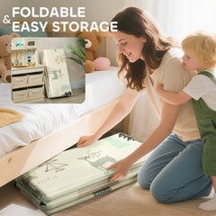 PURE Animal-Themed Baby Plat Mat Double Sided, Foldable, Water-Resistant for Outdoor/Indoor, 177 x 146 x 1.5cm