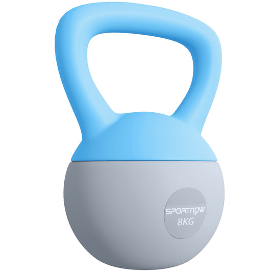 PURE 8KG Soft Kettlebell, Kettlebell with Non-Slip Handle for Home Gym, Weight Lifting, Strength Training, Light Blue/Grey
