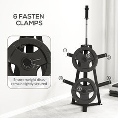 PURE Weight Tree Weight Rack for 5cm Weight Plates and Barbell Bar with 6 Fasten Clamps, 300kg Capacity