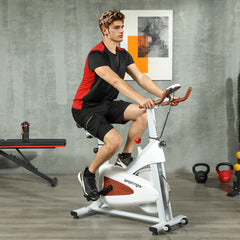 PURE Quiet Stationary Exercise Bike with Adjustable Resistance, Seat, White