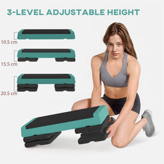 PURE Adjustable Fitness Stepper, with Non-Slip Surface, for Home, Gym, Office Workout, Green