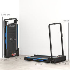 Steel Folding Motorized Home Treadmill Walking Machine with LCD Monitor Blue