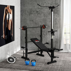 PURE Adjustable Weight Bench with Pulley System, Incline Bench Press Set with Squat Rack, Leg Developer, Butterfly and Weight Storage, for Home Gym Full Body Workout