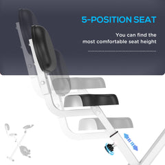 PURE Folding Exercise Bike, Fitness Bicycle Indoor Trainer, 8-Level Magnetic Resistance Adjustable, with LCD Monitor, Pulse Sensor, Grey